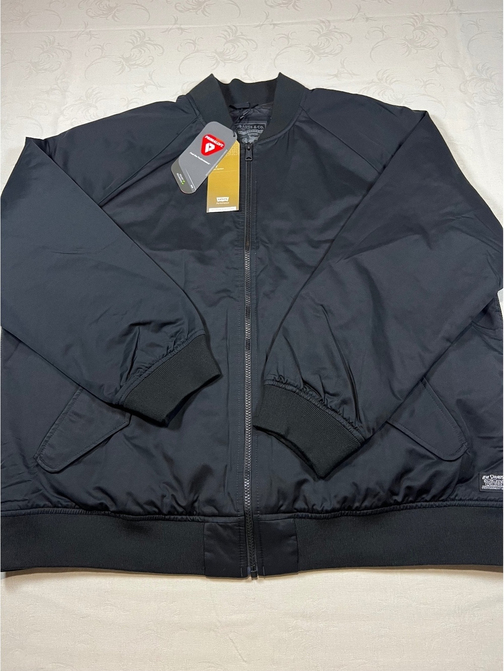 NEW Levis Full Zip Black Bomber Jacket Primaloft Quilted Warm Size XLarge